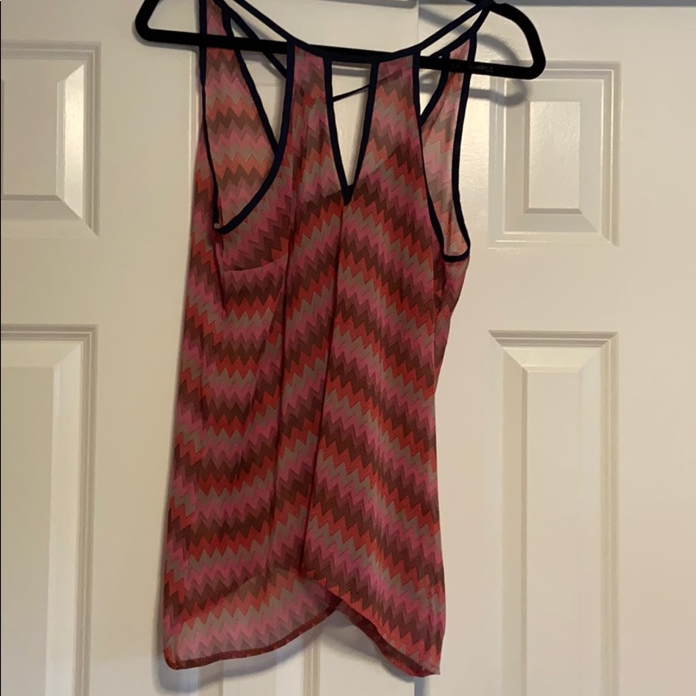 Sheer top with tie in back